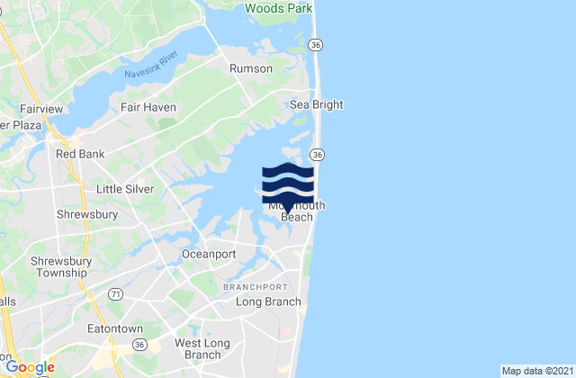 Mapa de mareas Monmouth Beach, United States