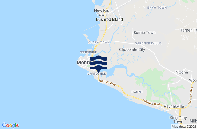Mapa de mareas Monrovia, Liberia