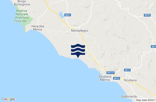 Mapa de mareas Montallegro, Italy