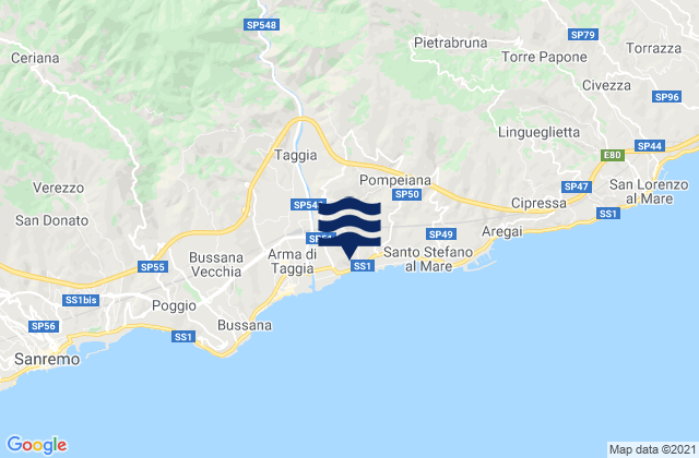 Mapa de mareas Montalto Ligure, Italy