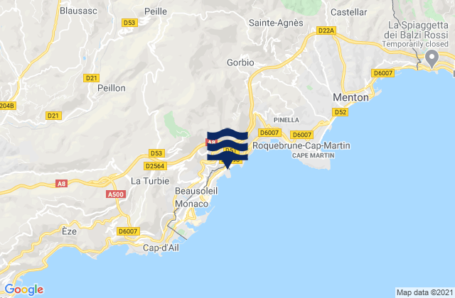 Mapa de mareas Monte-Carlo, France