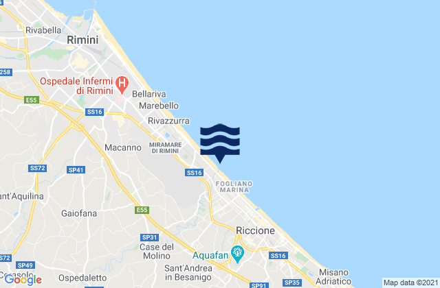 Mapa de mareas Monte Colombo, Italy