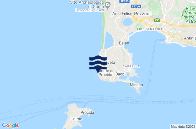 Mapa de mareas Monte di Procida, Italy