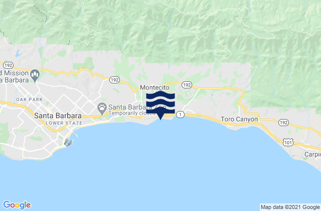 Mapa de mareas Montecito, United States