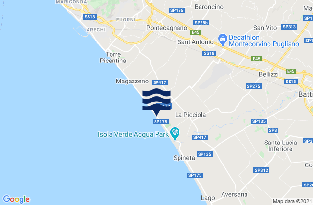 Mapa de mareas Montecorvino Rovella, Italy