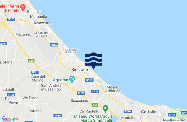 Mapa de mareas Montefiore Conca, Italy