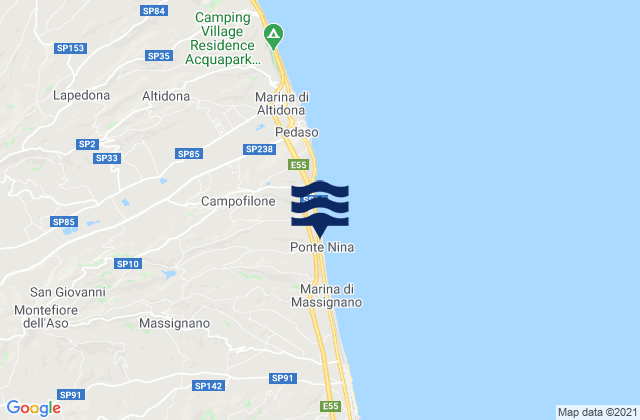 Mapa de mareas Montefiore dell'Aso, Italy
