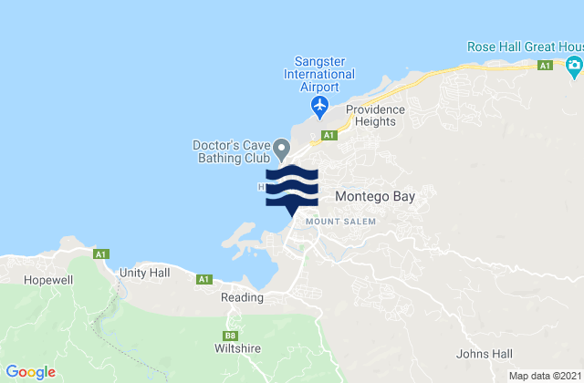 Mapa de mareas Montego Bay, Jamaica