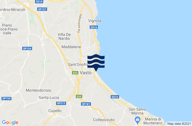 Mapa de mareas Monteodorisio, Italy