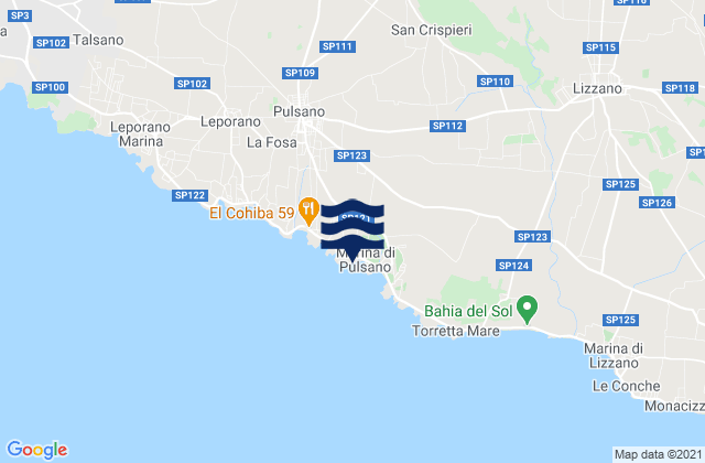Mapa de mareas Monteparano, Italy
