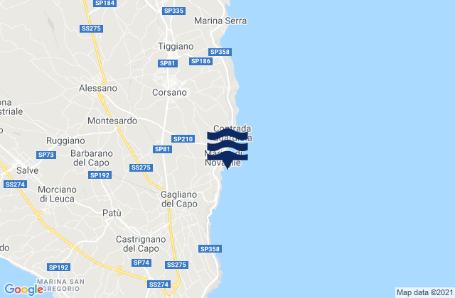 Mapa de mareas Montesardo, Italy