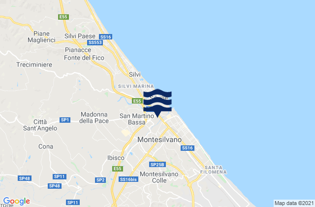 Mapa de mareas Montesilvano Marina, Italy