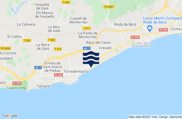 Mapa de mareas Montferri, Spain