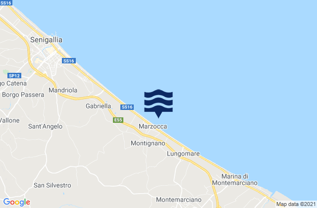 Mapa de mareas Montignano-Marzocca, Italy