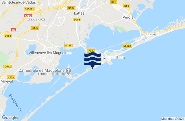 Mapa de mareas Montpellier, France