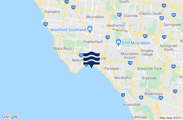 Mapa de mareas Moorabbin, Australia