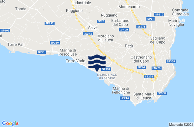 Mapa de mareas Morciano di Leuca, Italy