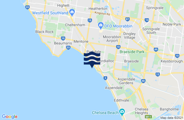 Mapa de mareas Mordialloc, Australia