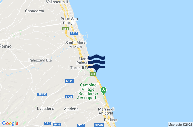 Mapa de mareas Moresco, Italy