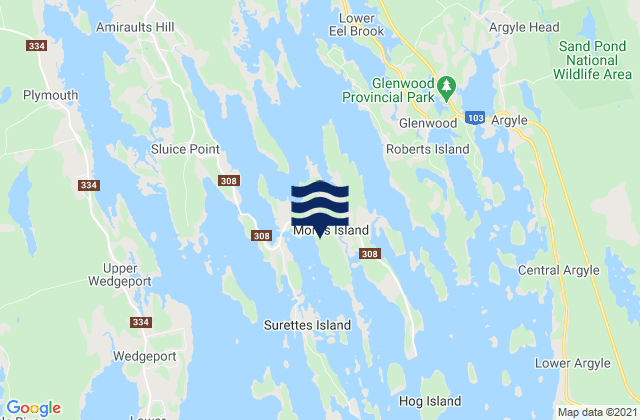 Mapa de mareas Morris Island, Canada