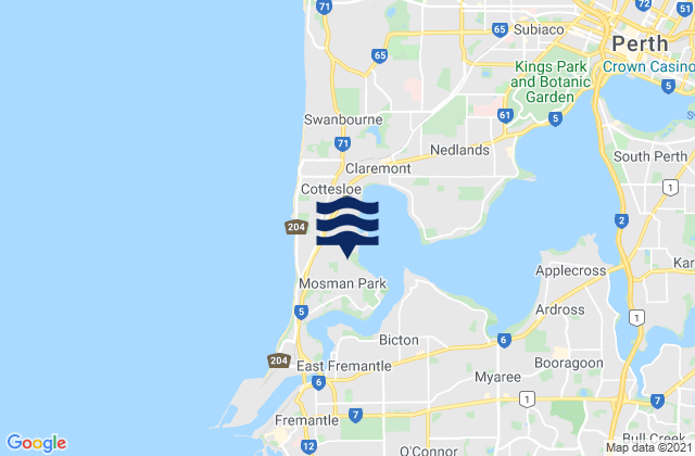 Mapa de mareas Mosman Park, Australia