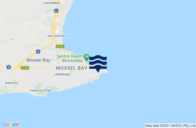 Mapa de mareas Mossel Bay, South Africa