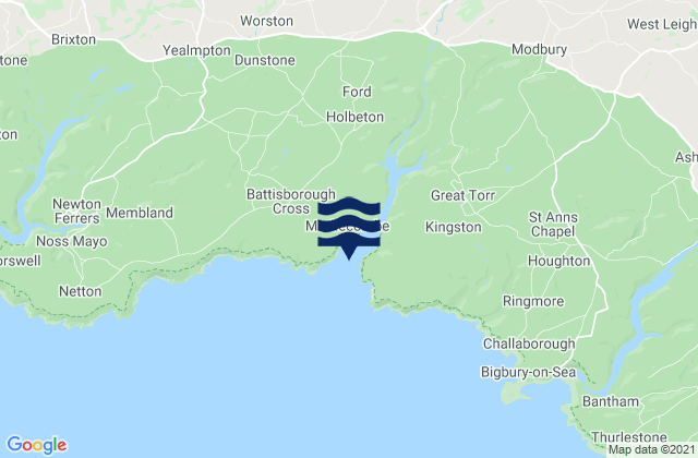 Mapa de mareas Mothecombe and Coastguards Beach, United Kingdom