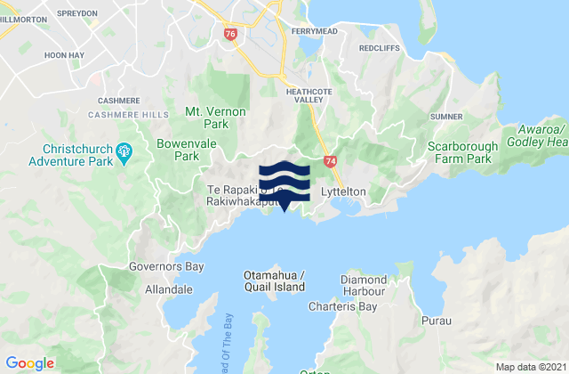 Mapa de mareas Motukauatirahi/Cass Bay, New Zealand