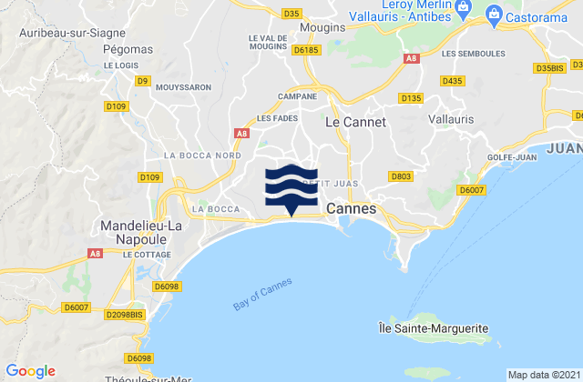 Mapa de mareas Mougins, France