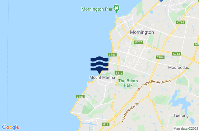 Mapa de mareas Mount Martha, Australia