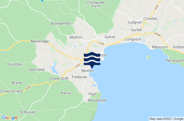 Mapa de mareas Mounts Bay (Penzance), United Kingdom