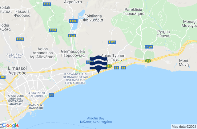 Mapa de mareas Mouttagiáka, Cyprus