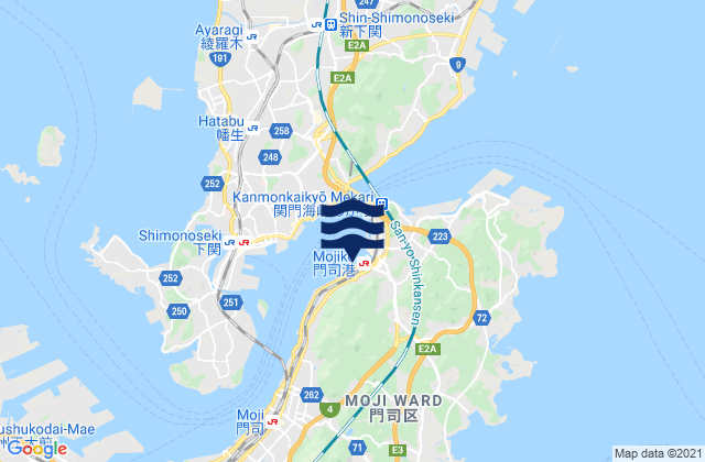 Mapa de mareas Mozi, Japan