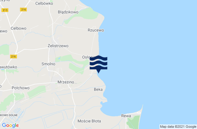 Mapa de mareas Mrzezino, Poland