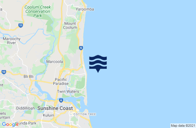 Mapa de mareas Mudjimba Island, Australia