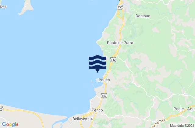 Mapa de mareas Muelle Lirquén, Chile