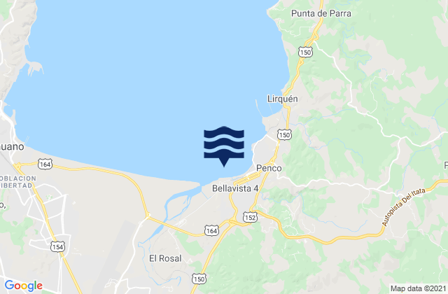 Mapa de mareas Muelle Mecanizado Penco, Chile