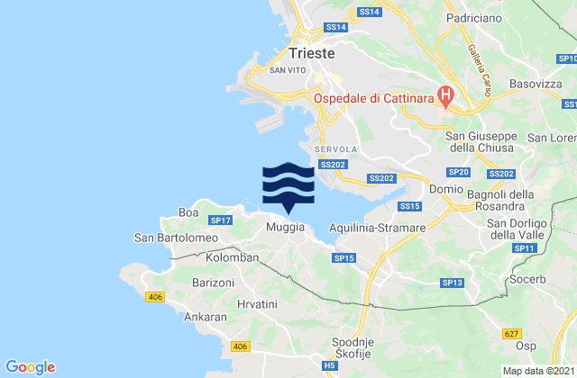 Mapa de mareas Muggia, Italy