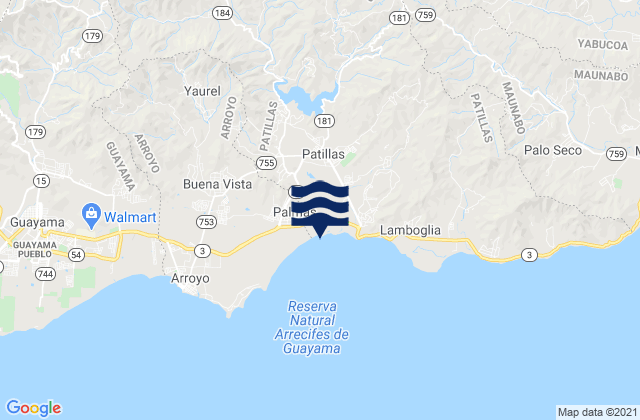Mapa de mareas Mulas Barrio, Puerto Rico