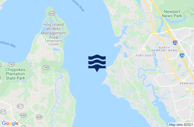 Mapa de mareas Mulberry Point Fort Eustis, United States