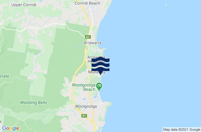 Mapa de mareas Mullaway, Australia