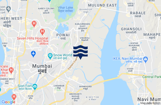 Mapa de mareas Mumbai, India