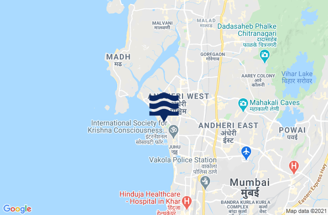 Mapa de mareas Mumbai Suburban, India