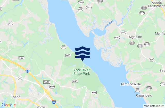 Mapa de mareas Mumfort Islands, York River, United States