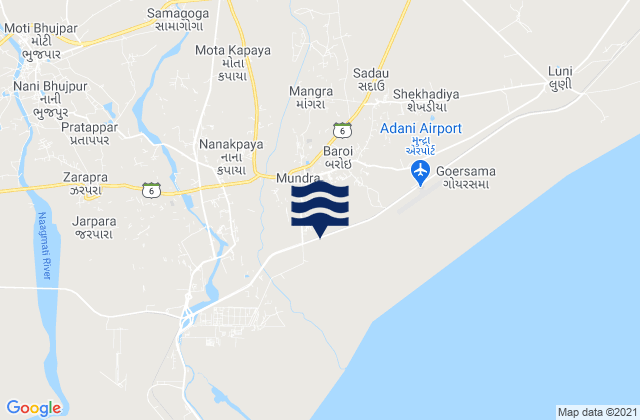 Mapa de mareas Mundra, India