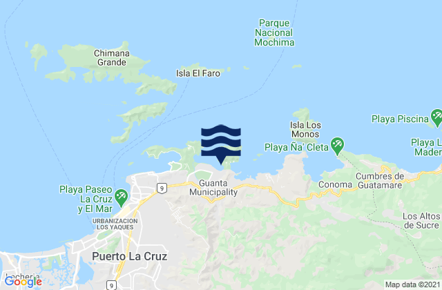 Mapa de mareas Municipio Guanta, Venezuela