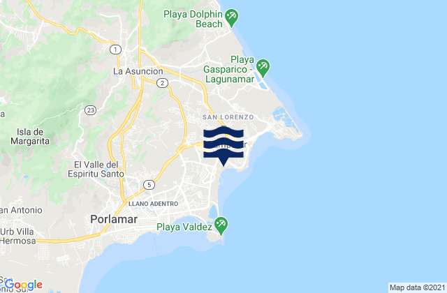 Mapa de mareas Municipio Maneiro, Venezuela