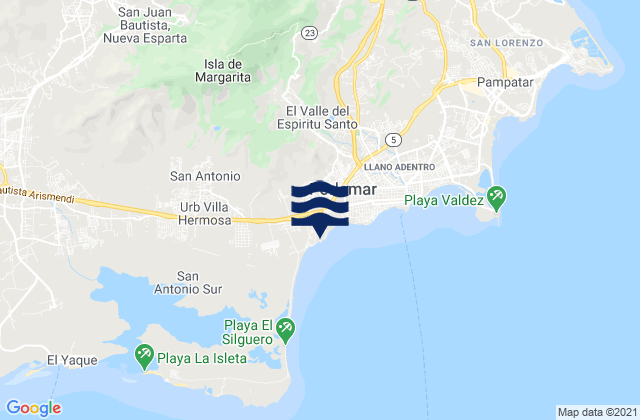 Mapa de mareas Municipio Mariño, Venezuela
