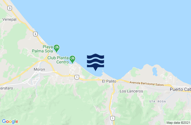Mapa de mareas Municipio Puerto Cabello, Venezuela