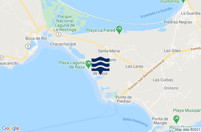 Mapa de mareas Municipio Tubores, Venezuela